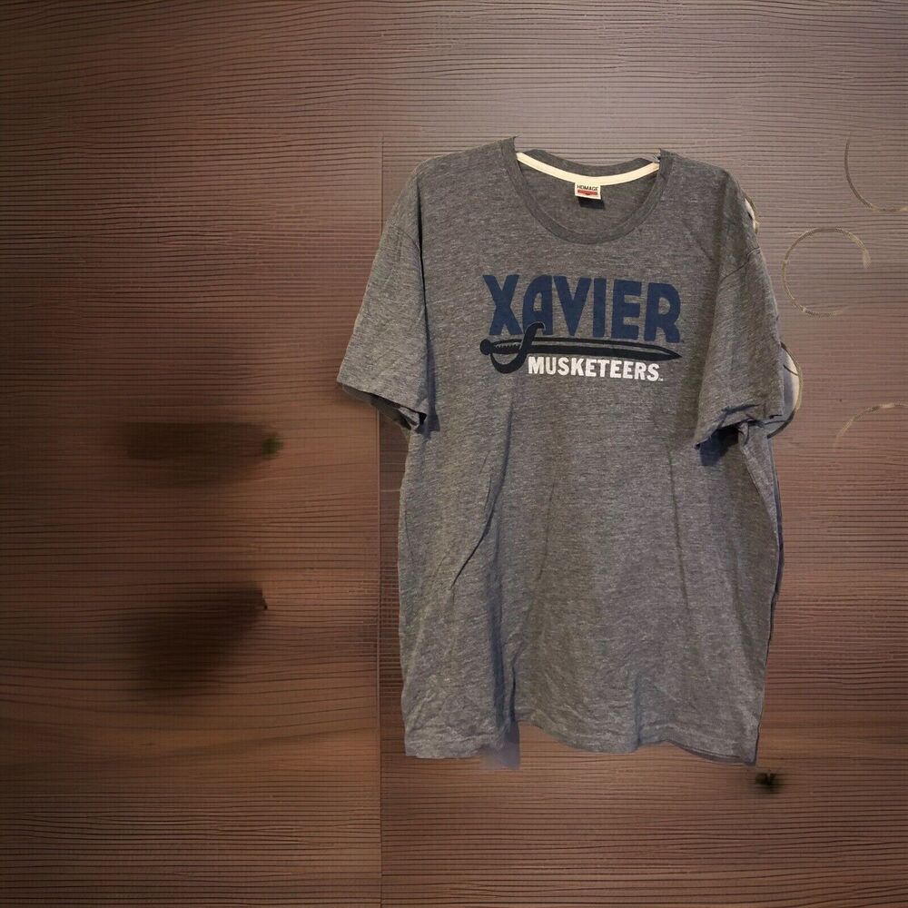 Homage Xavier Musketeers Sword T Shirt Mens 3XL Heather Grey Vintage NCAA